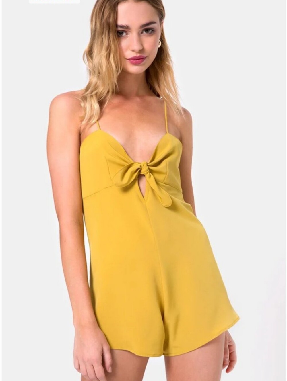 🌁 NWOT: MOTEL ROCKS; V NECKLINE PLAYSUIT/SHORS/ROMPER,MUSTARD YELLOW,SMALL.